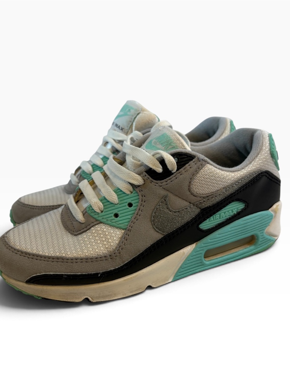 Nike Air Max 90 Women’s Size 6 Gray Black Mint Turquoise Sneakers